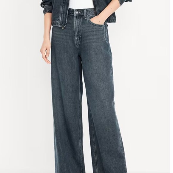 NWOT Old Navy Drapey High-Waisted Baggy Wide-Leg Jeans 16 - Picture 1 of 6